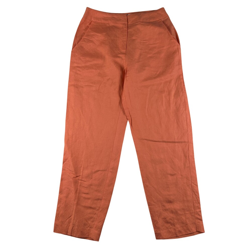 Chadwicks Pants Womens 6 Orange Linen Blend Ankle Flat Front Work Casual